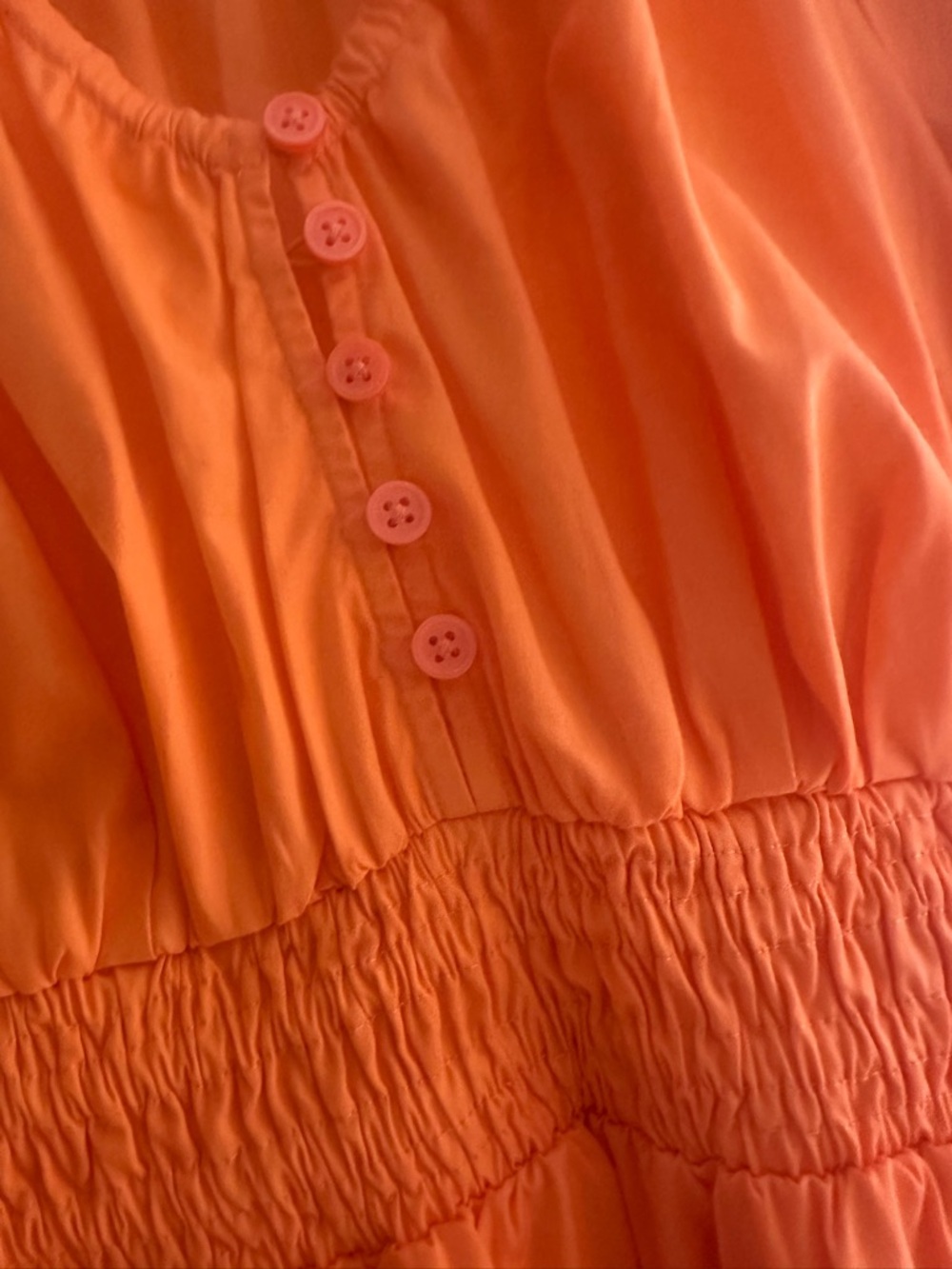 J. Crew Bright Orange Smocked-Waist 💯 Cotton Midi Dress NWOT - Picture 5 of 8
